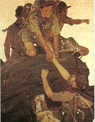 Norman Rockwell Bsa Boy Scout Print All Together 1947