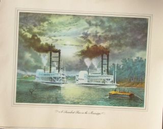 A Steamboat Race On The Mississippi By George F.  Fuller Provident Mutual 1939