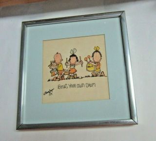 Vintage 1979 William Eagan Framed Print Beat Your Own Drum Signed & Matted