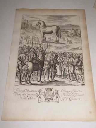 Antique Print Engraving 1698 To Prince Charles Duke Of Somerset Lombart