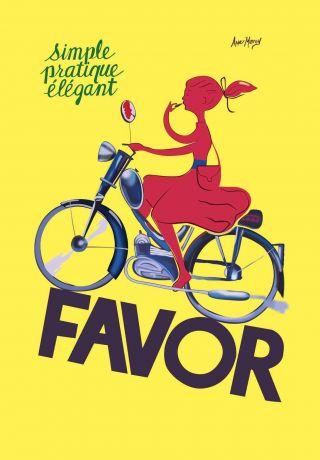 Favor Bikes Vintage Art Print Poster For Glass Frames A1 Size Yellow Painting