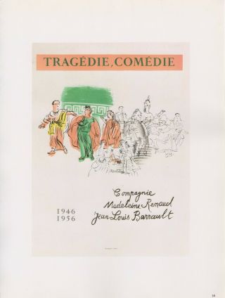 1989 Vintage " Dufy Tragedie,  Comedie " Mourlot Mini Poster Color Art Lithograph