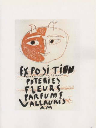 1989 Vintage " Picasso Pottery Flowers Perfume 2 " Mourlot Color Offset Lithograph