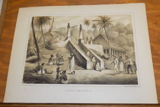 1856 Print,  Commodore Perry In Asia//buddhist Temple,  Ceylon