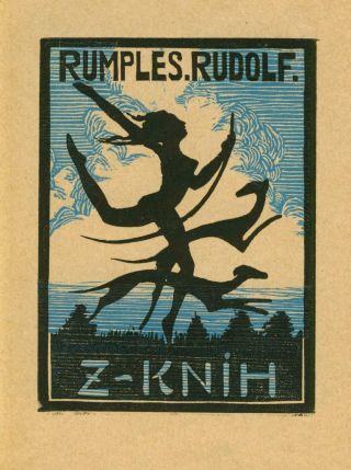 Ex Libris Erotic Exlibris Art Deco " Diana The Huntress " By Rumples Rudolf / Czech