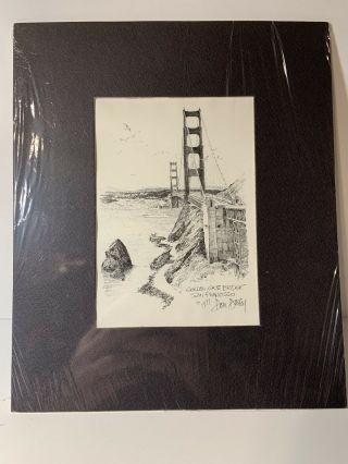 Golden Gate Bridge San Francisco 1977 Signed & Dated Print Don Davey Matted