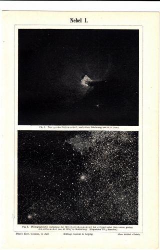 Ca1890 Astronomy Nebula Antique Engraving Print