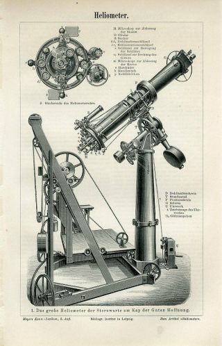 1897 Heliometer Astronomy Telescope Antique Engraving Print