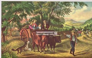 Currier And Ives Haying Time.  The First Load 1952 Print