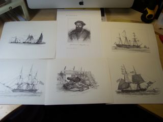 A Set Of Six Wonderful Old Limited Edition 1961 Maritime Prints