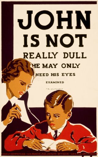 John Is Not Really Dull Eye Exam Chart Vintage Deco Wpa Art Poster Print 24x36