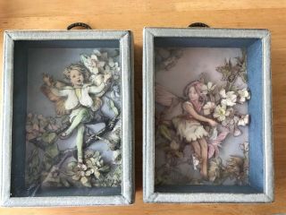 Anton Pieck ? Rare Vintage Hand Cut Paper Framed 3d Shadow Box Art Set 2 Fairy