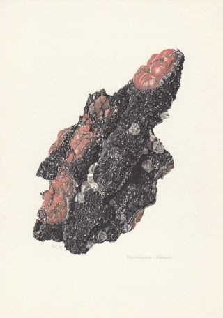 Hematite Haematite Mineral Rock Geology 1969 Offset Lithograph Print Caspari