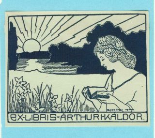 Exlibris Art Deco Ex Libris " Girl With Book " By Bossanyi Jozsef / Hungary