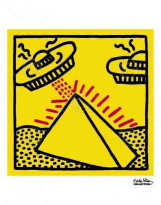 Untitled,  1984 (ufos W Pyramids) By Keith Haring Art Print Pop Poster 11x14