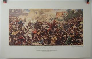 Battle Of Grunwald / Tannenberg Poland Lithuania Teutonic Knights Lithograph