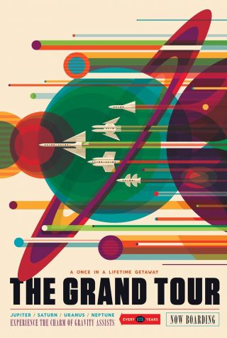 The Grand Tour - NASA Space,  Saturn,  Retro,  Vintage Canvas Wall Art - Various Sizes 3