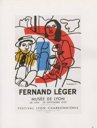 1989 Vintage " Fernand Leger " Musee Lyon Mourlot Mini Poster Color Art Lithograph