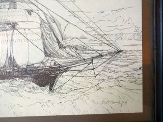 Scott Kennedy framed print of pen and ink sketch Clipper Ship THE GREAT ADMIRAL 3