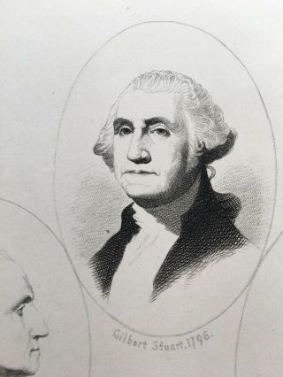 1880 George Washington Portrait Engraving Multiple Historical Views Print 4