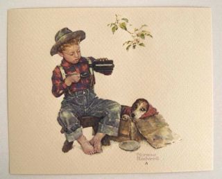 Vintage Norman Rockwell Mysterious Malady A Boy And His Dog Embossed Print 2