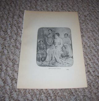 1900 Antique Print Ceylonese Girls Modern Day Sri Lanka Ceylon