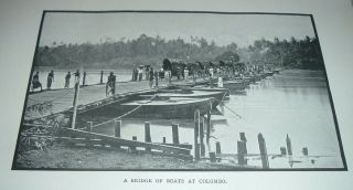 1897 Antique Print A Bridge Of Boats At Colombo India