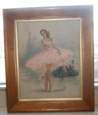 Antique Vintage Ballerina Framed Print By Monte From 1950’s