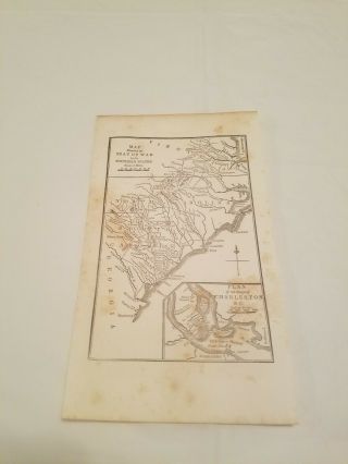 Cr2) Seat Of War In The Southern States C.  1840 Engraving Revolutionary War Map