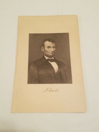 Cr2) Abraham Lincoln Portrait C.  1874 Steel Engraving