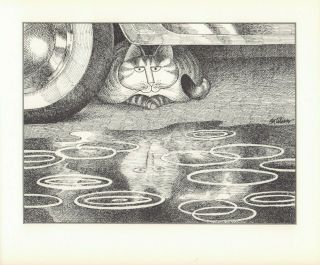 B Kliban Cats Cat Reflections Vintage Funny Cat Art Print 1981