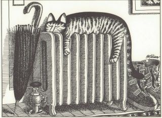 B Kliban Cats CAT ON RADIATOR Vintage Funny Cat Art Print 1981 2