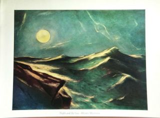 Henry Mattson Antique 1939 Art Print " Night And The Sea " Rehn Galery