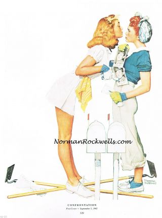 Norman Rockwell Print: " The Girls Back Home " Or " The Confrontation " 11 " X 15 "