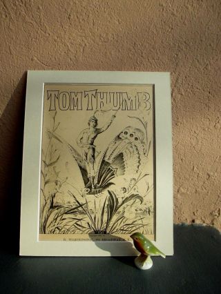 Antique Engraved Illustration Of Tom Thumb On A Butterfly Circa 1890 