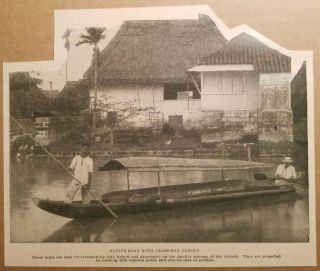 1899 Philippines Native Filipino Boat With Grass Mat Canopy Freight,  Passengers