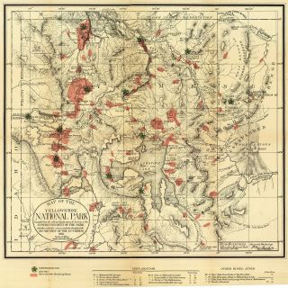 1881 Map Yellowstone National Park Wyoming Wall Art Poster Print Decor History