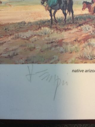 Hal Empie The Provider Signed Art Plaque Print Native American Horses Arizona 85 3