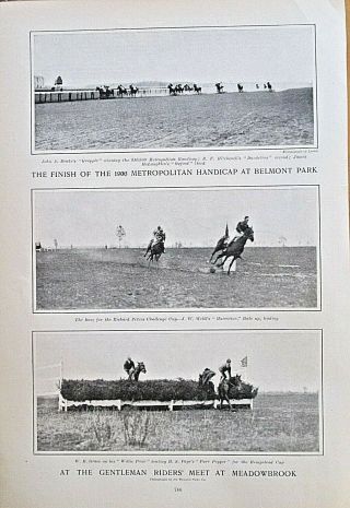 Ny.  Horse Racing,  Metropolitan Handicap Belmont Park,  Vintage 1906 Antique Print