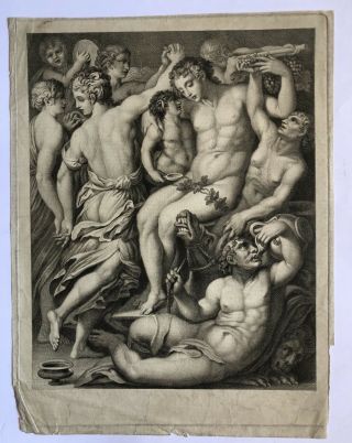 19th Century Engraving Of Bacchus The God Of Wine
