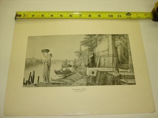 Old Rare Antique 1888 Art Print Black & White The Vestal Tuccia Hector Leroux