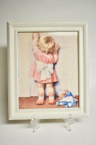 Bessie P.  Gutmann Print Little Girl& Doll May We Come In Circa1943