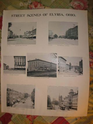 Antique Elyria Lorain County Ohio Photograph Print Street Views Nr