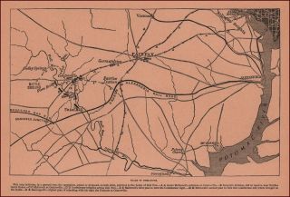 Virginia Map Civil War,  Fairfax,  Centreville,  Alexandria,  Vienna,  Bull Run 1893