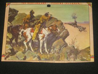 Frank Hoffman Vintage Western Art1944 Cal Print Indians Attack Union Pacific Rr