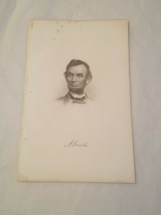 Cr4) Abraham Lincoln Portrait C.  1800s Engraving
