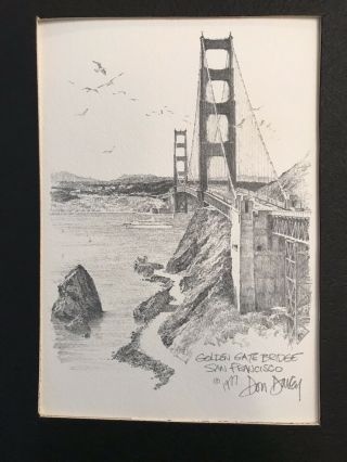 Golden Gate Bridge San Francisco Matted Print Don Davey 1977