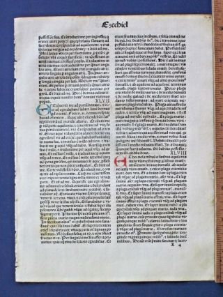 Incunabula,  Latin Bible Lf,  Ezekiel 46 - 48,  Hdpt.  Initi.  Venice,  Arrivabene,  1487