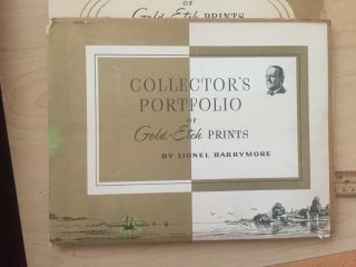 Vintage SET of 4 Nautical GOLD Etch Art PRINTS Folio Lionel BARRYMORE Galler 2