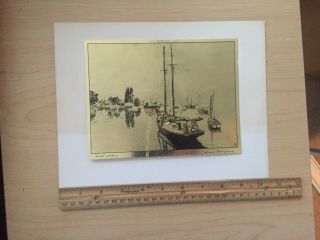 Vintage SET of 4 Nautical GOLD Etch Art PRINTS Folio Lionel BARRYMORE Galler 3